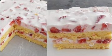 Topfen Obers Erdbeer Schnitten und sowas von delikat