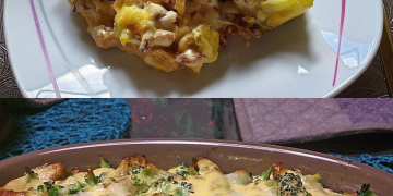 Gyrosauflauf mit Knoblauch und Sauce Hollandaise