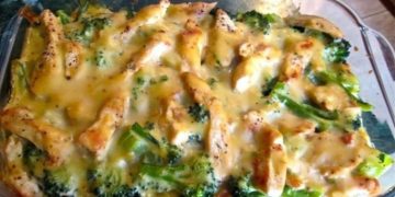 Brokkoli Hähnchenfilets in Käsesauce, überbacken