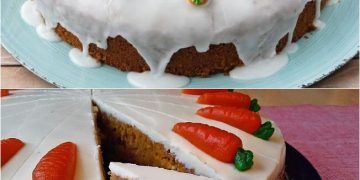 Ein saftiger Karottenkuchen mit Nüssen schmeckt nicht nur Ostern