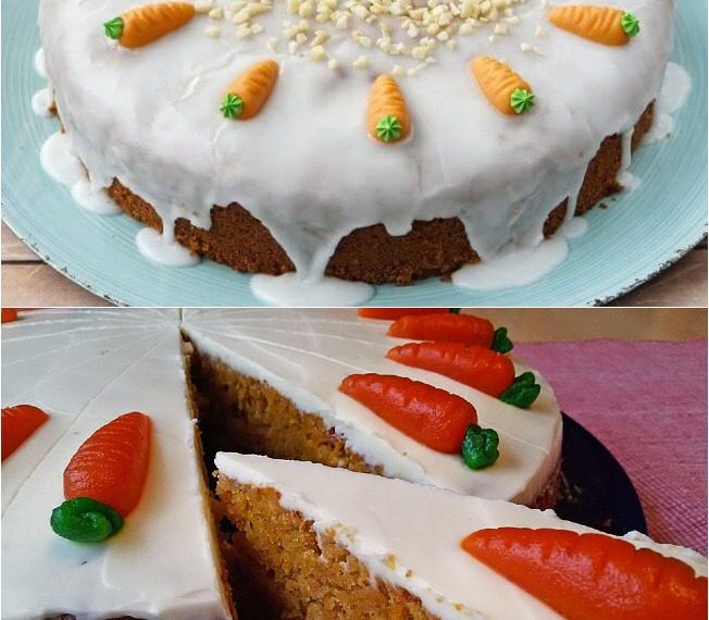 Ein saftiger Karottenkuchen mit Nüssen schmeckt nicht nur Ostern