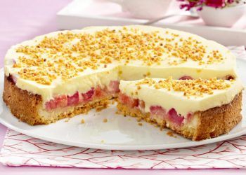 Creme-Kuchen mit Rhabarber 