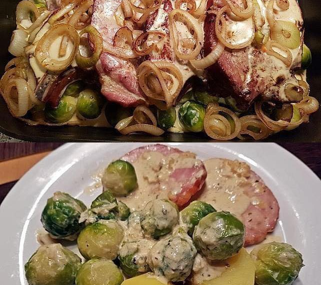 Kasseler-Rosenkohl-Auflauf