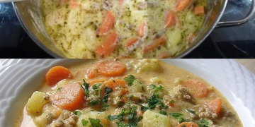 Kartoffel Hackfleisch Topf mit Schmand und Möhren