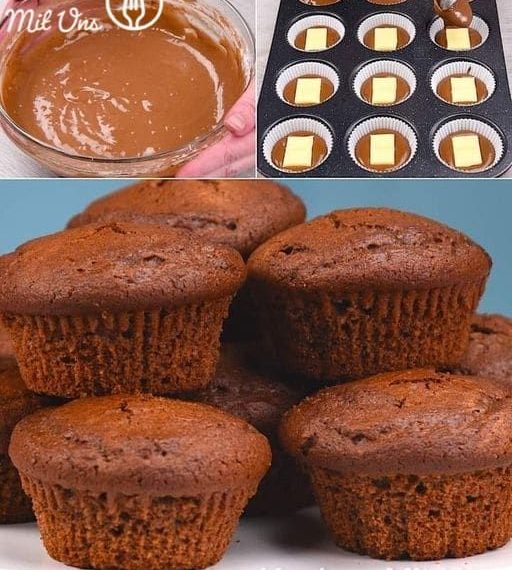 Schokomuffins mit weißer Schokoladenfüllung