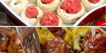 Mit Fleischbällchen gefüllte Pilze: ein einfaches Rezept für ein schnelles und köstliches Abendessen
