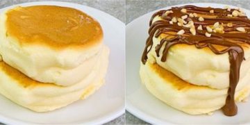 Eier, Mehl, Zucker und etwas Milch Die Methode ist so einfach, die fluffigsten Pfannkuchen, die Sie jemals probieren werden