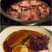 Sauerbraten mit Rotkohl und Kartoffelklößen