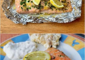 Lachs mit Knoblauch- und Zitronenbutter ist ein köstliches und gesundes Gericht, das einfach zuzubereiten ist