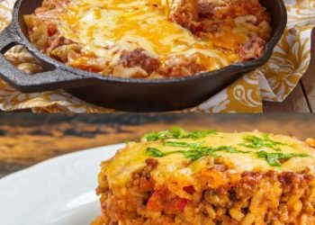 REIS HACKFLEISCH AUFLAUF MIT GESCHMOLZENEM KÄSE, SUPER LECKER