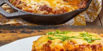 REIS HACKFLEISCH AUFLAUF MIT GESCHMOLZENEM KÄSE, SUPER LECKER