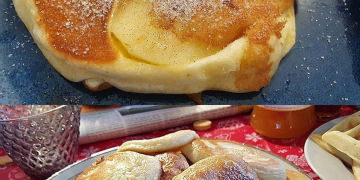 Fluffige, dicke Obstpfannkuchen