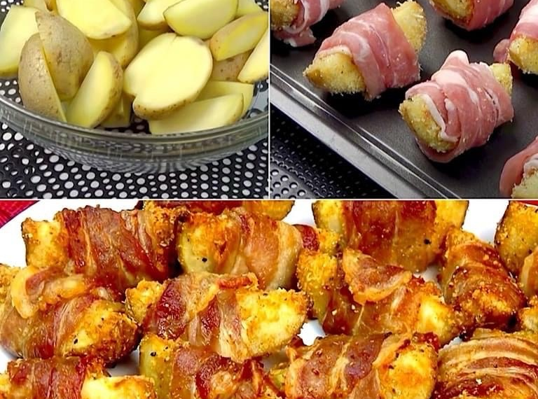 Eingewickelte Kartoffeln mit Speck