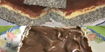 Mohnkuchen mit Vanillecreme und Schoko (leckerer Blechkuchen, schmeckt lecker, gelingt immer)