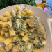 Pasta mit Schweinemedallion Blattspinat und Gorgonzola