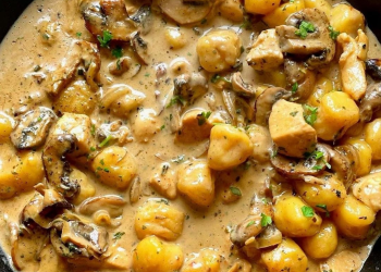 Pilz-Rahm-Gnocchi mit Hühnchen