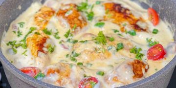 Hähnchenbrust in cremiger Knoblauch Parmesansoße