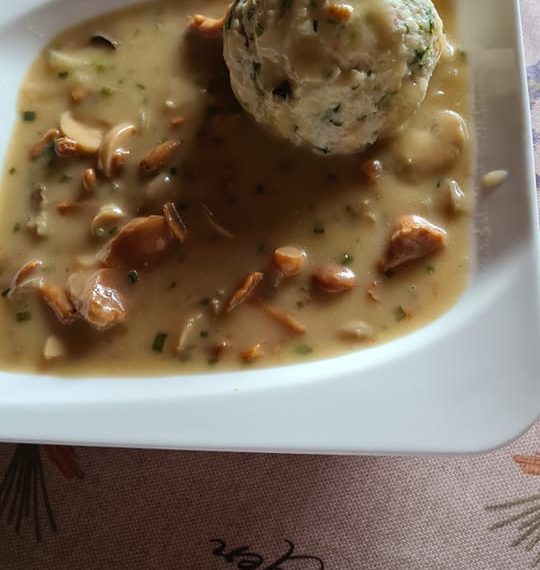 Gemischte Pilze in Rahmsoße mit Semmelknödeln