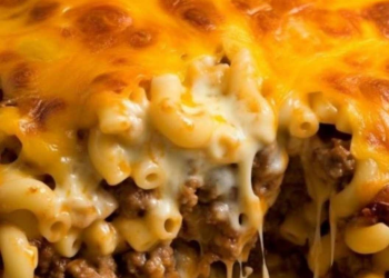 Käse Hamburger Auflauf mit Kartoffelpüree im Brötchen: Super fürs Mittagessen