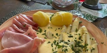 Spargel mit Schinken